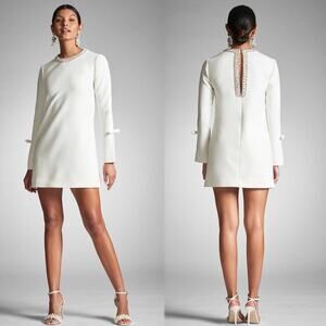 Sachin + Babi Parker Ivory Mini Dress Size 14 NWT Rhinestone Bows Bridal Bride